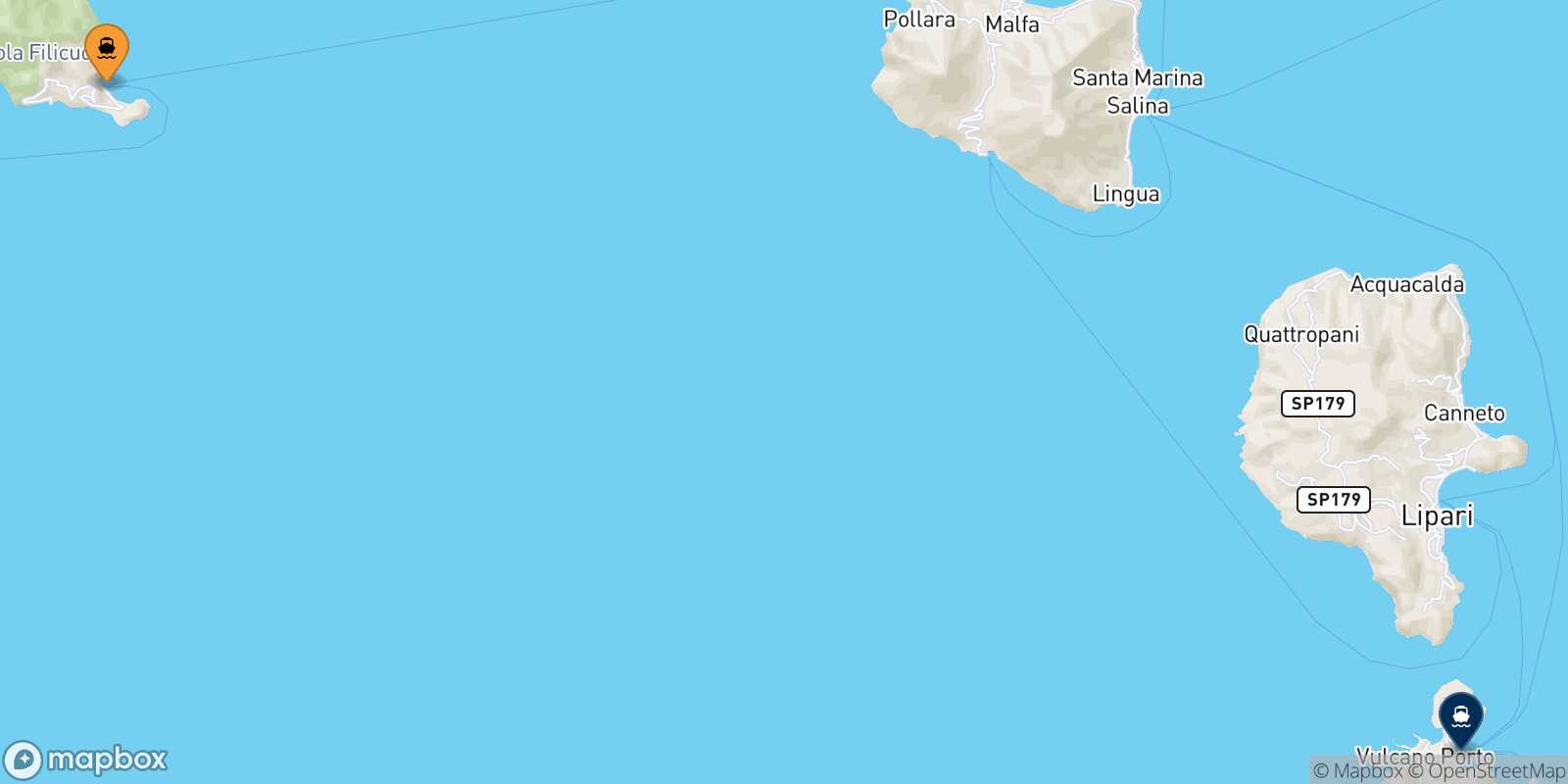 Filicudi Vulcano route map