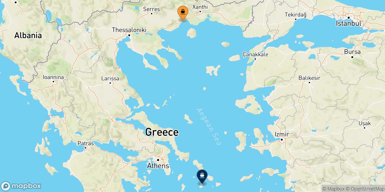 Kavala Syros route map
