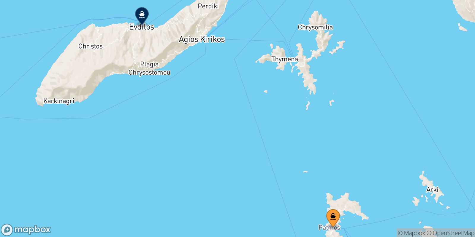Patmos Evdilos (Ikaria) route map