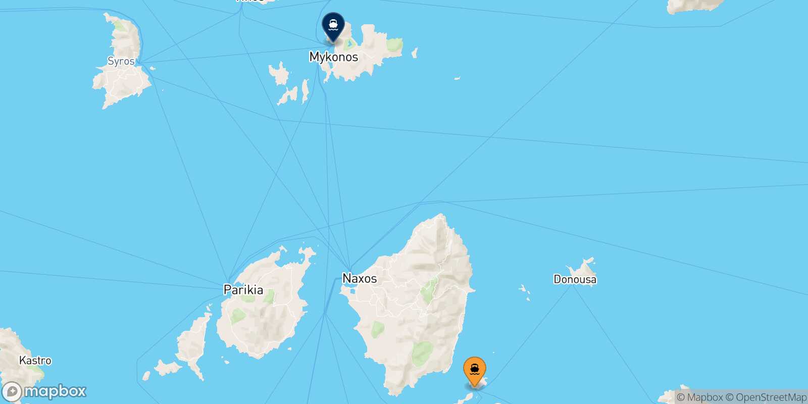 Koufonissi Mykonos route map