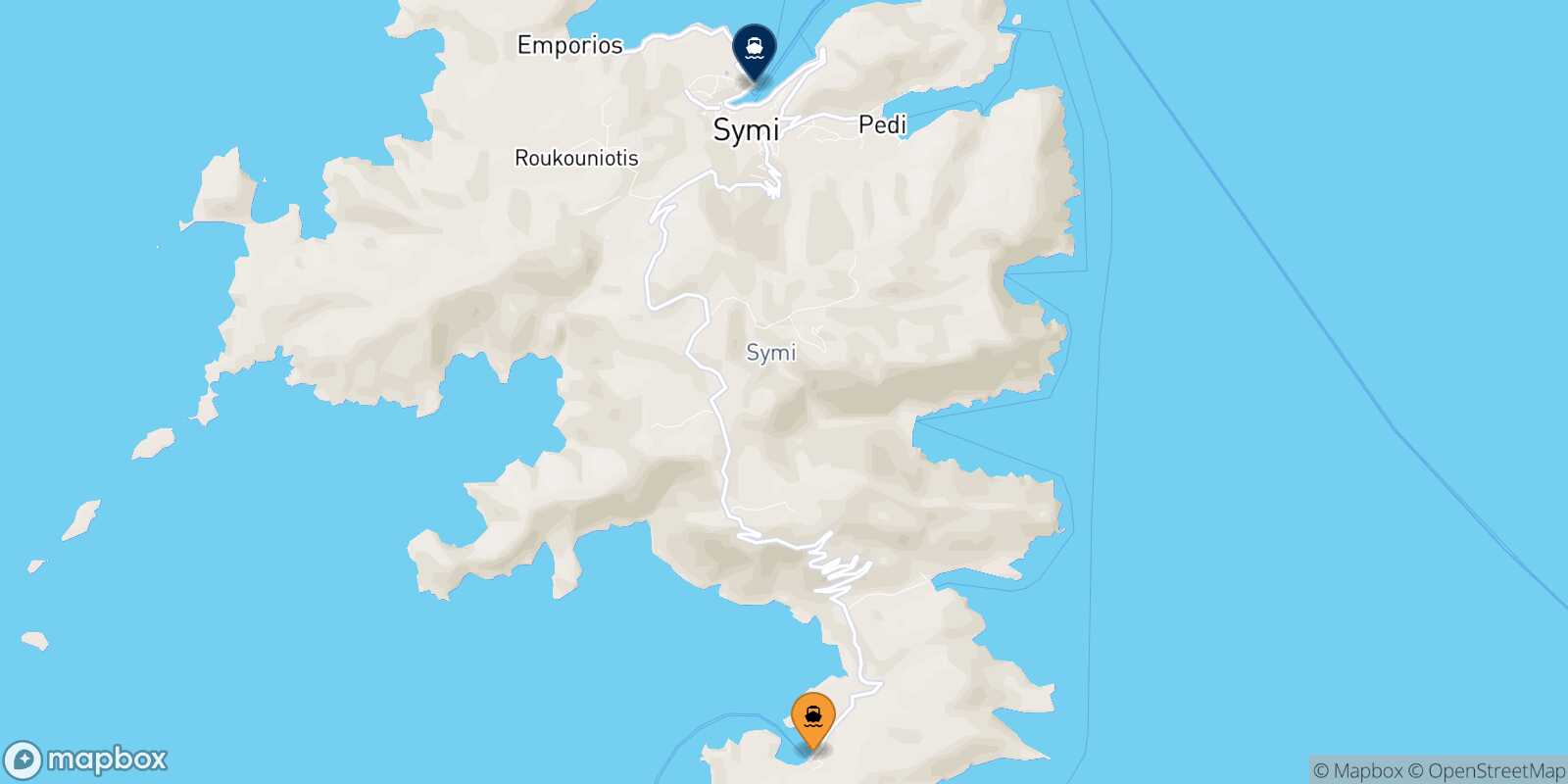 Panormitis (Symi) Symi route map