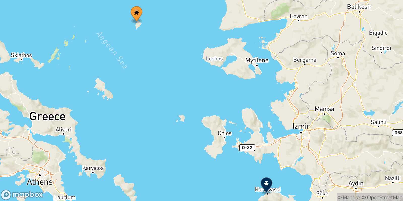 Agios Efstratios Karlovassi (Samos) route map