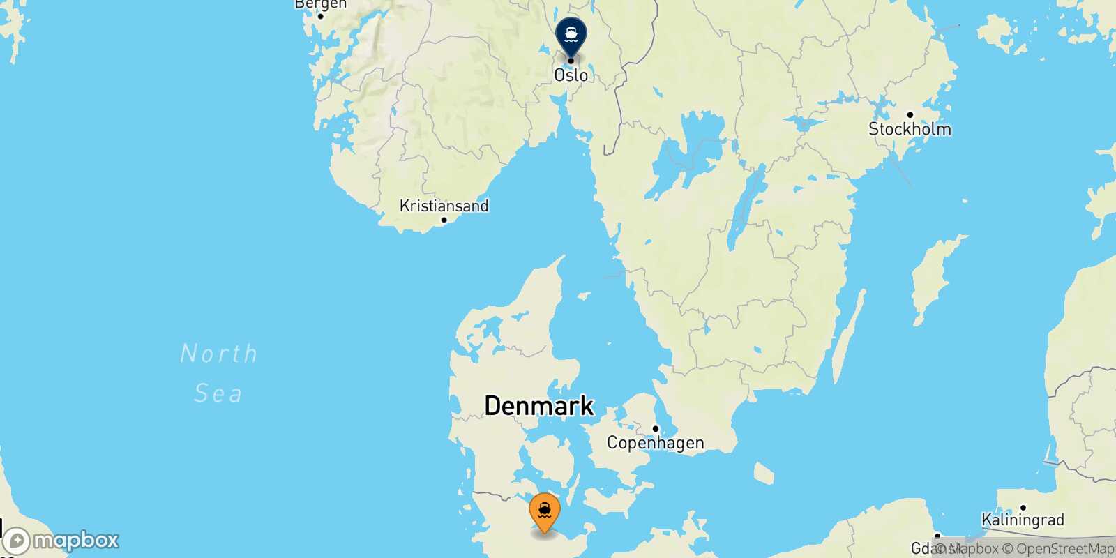 Kiel Oslo route map