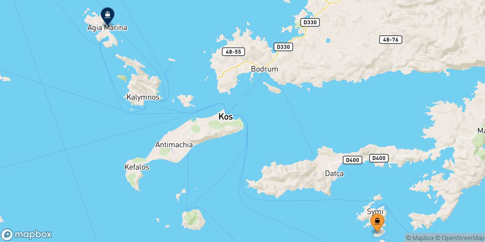 Panormitis (Symi) Leros route map