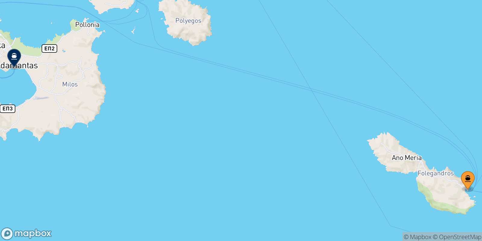 Folegandros Milos route map