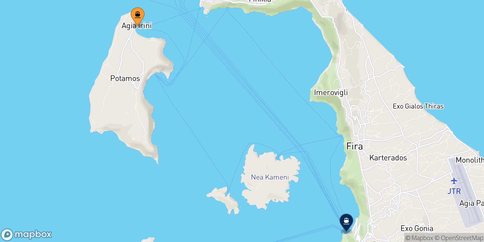 Thirassia Thira (Santorini) route map