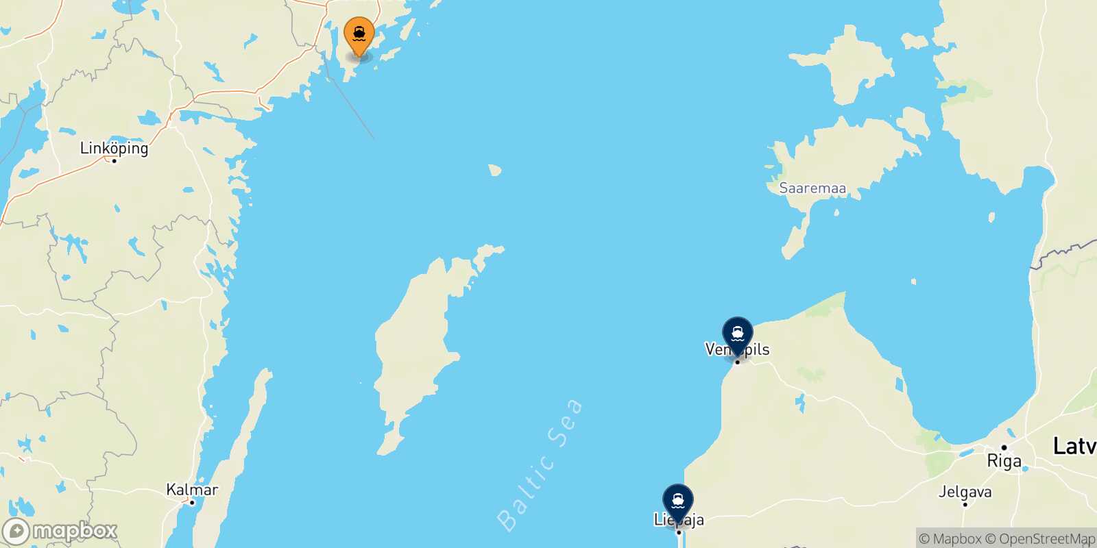 Map of the destinations reachable from Nynashämn