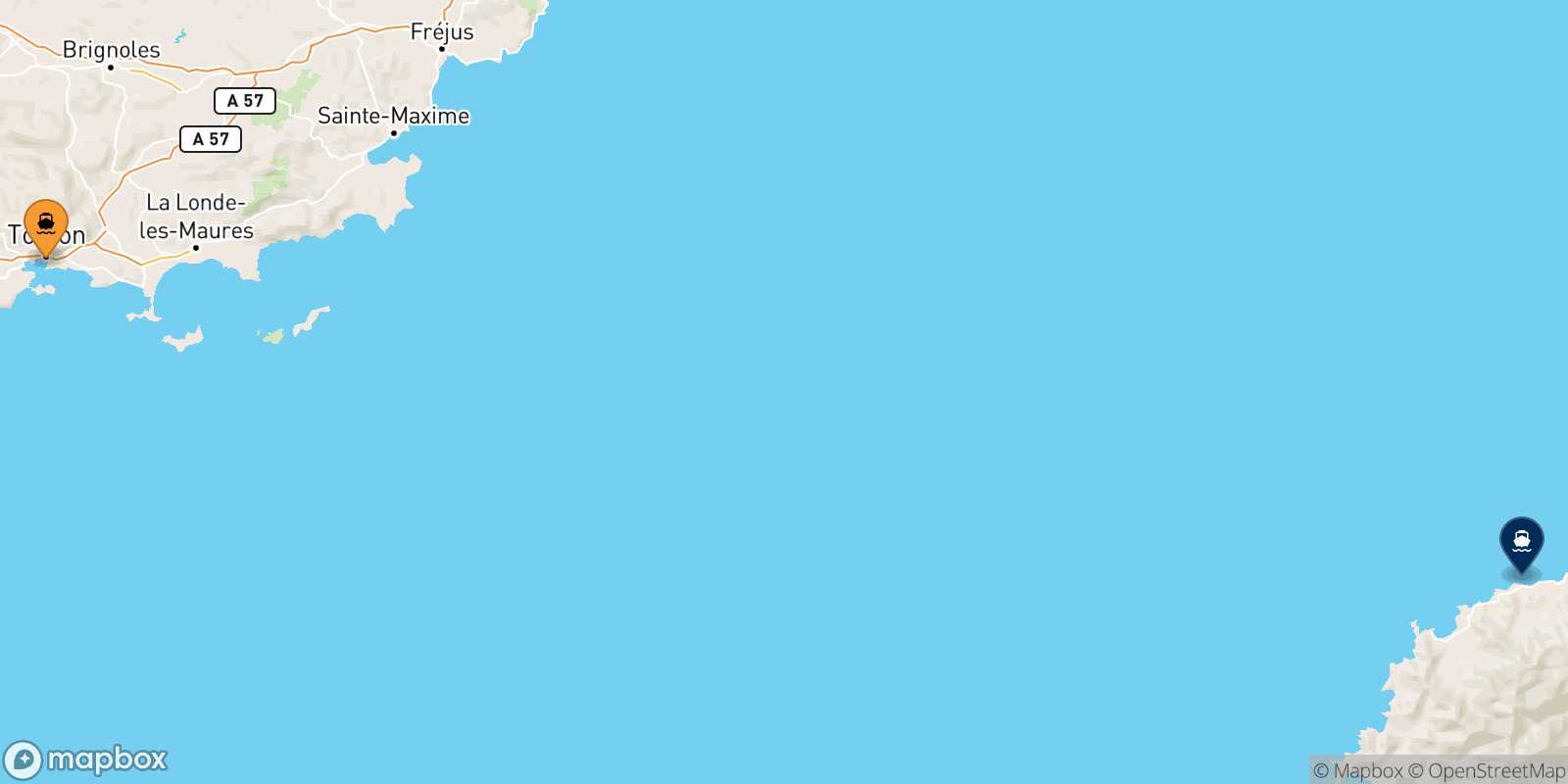 Toulon Ile Rousse route map