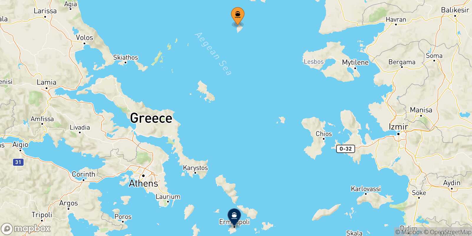 Agios Efstratios Syros route map