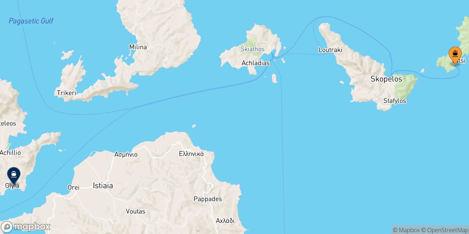 Alonissos Glyfa route map