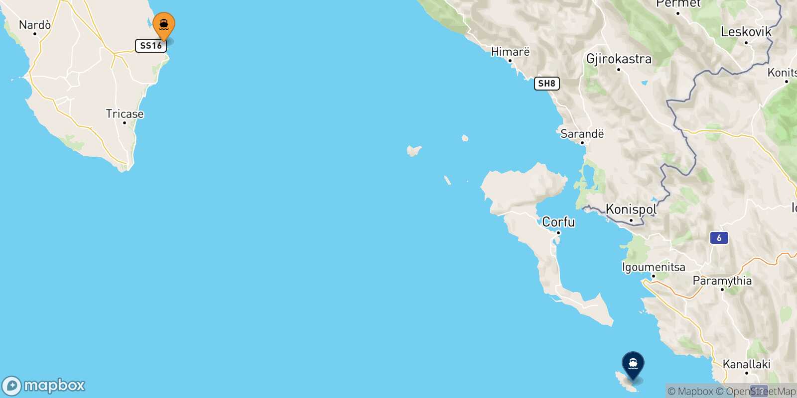 Otranto Paxos route map