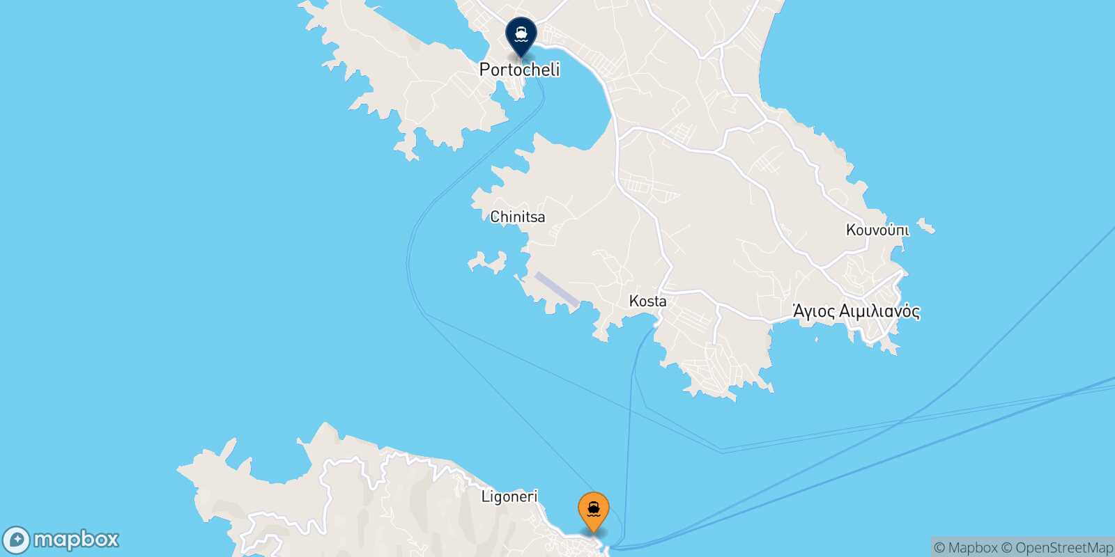 Spetses Porto Heli route map