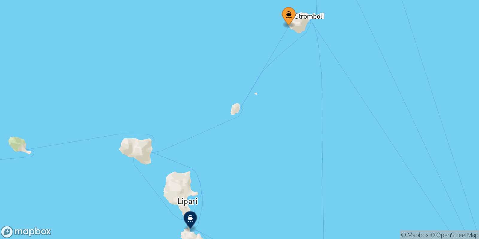 Ginostra (Stromboli) Vulcano route map