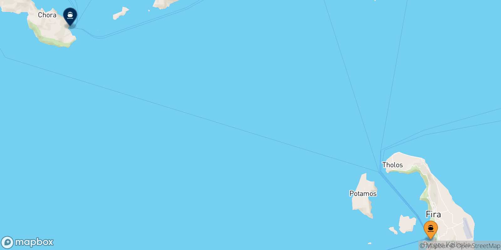 Thira (Santorini) Folegandros route map