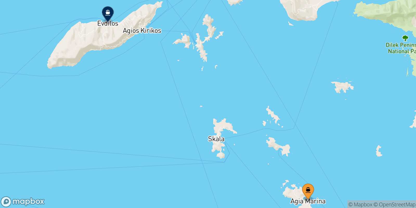 Leros Agios Kirikos (Ikaria) route map