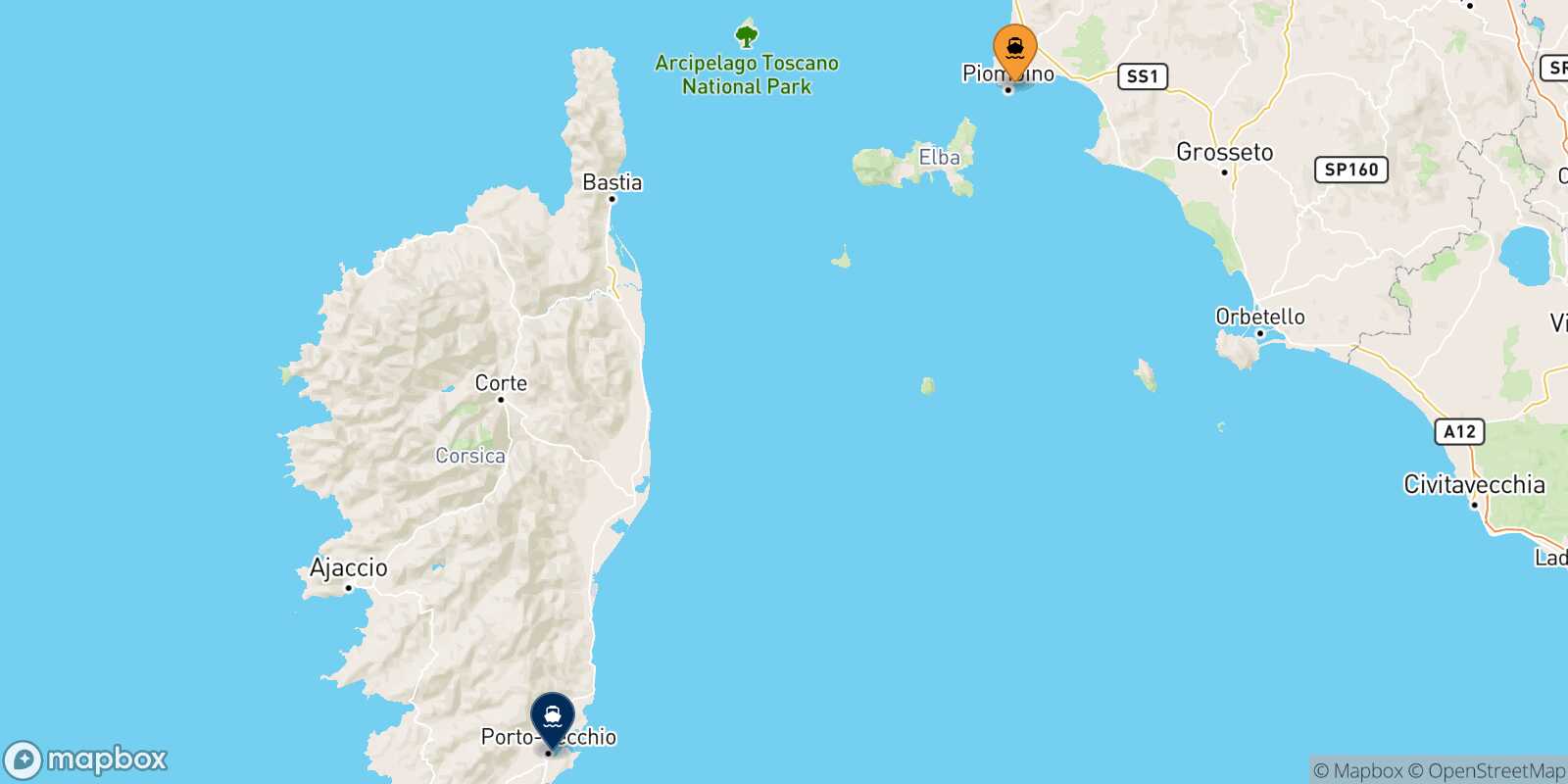 Piombino Porto Vecchio route map