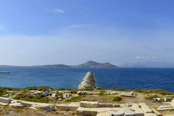 An archaeological site next to the sea on Naxos, Greece