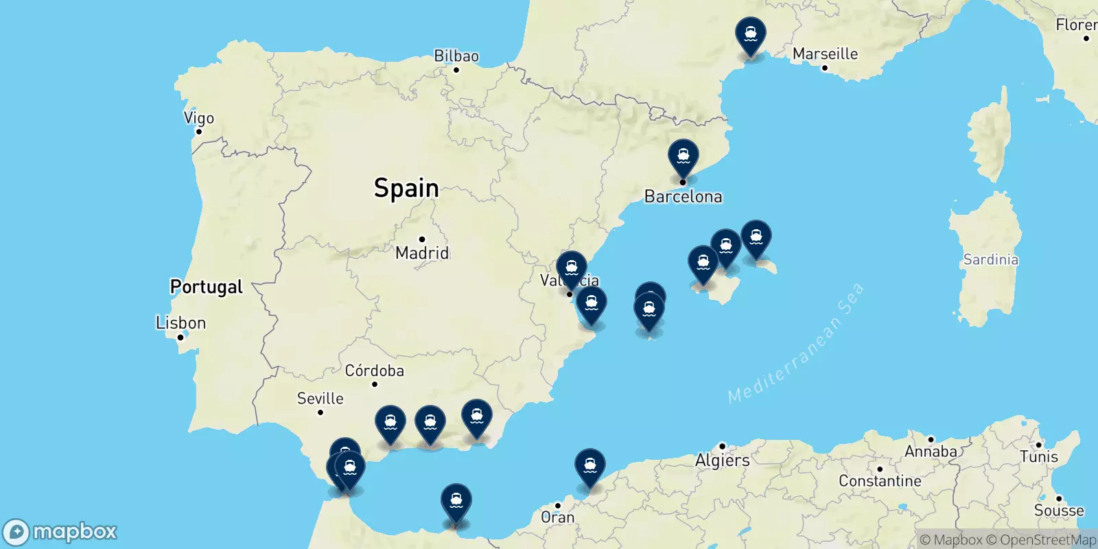 Balearia destinations map