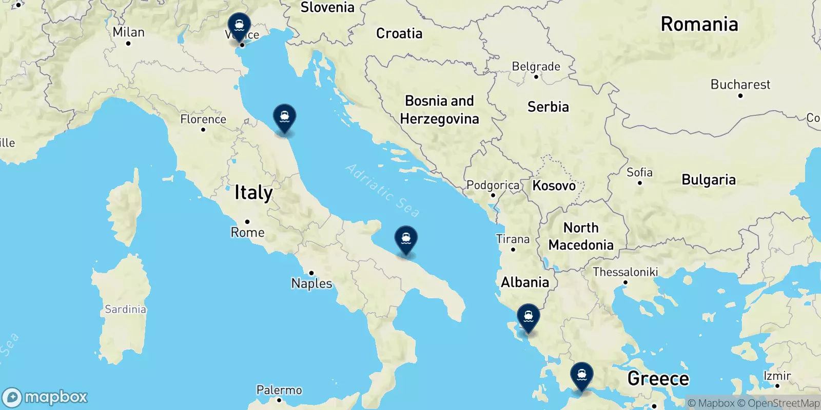 K/x Anek Superfast destinations map