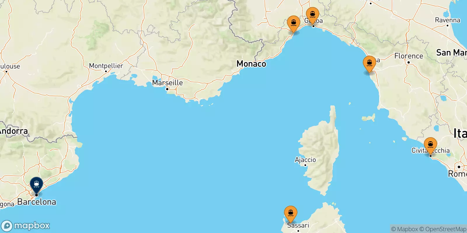 Ferries from Italy to Spain