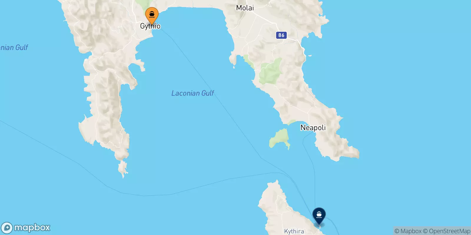 Ferries from Gythio to Kythira