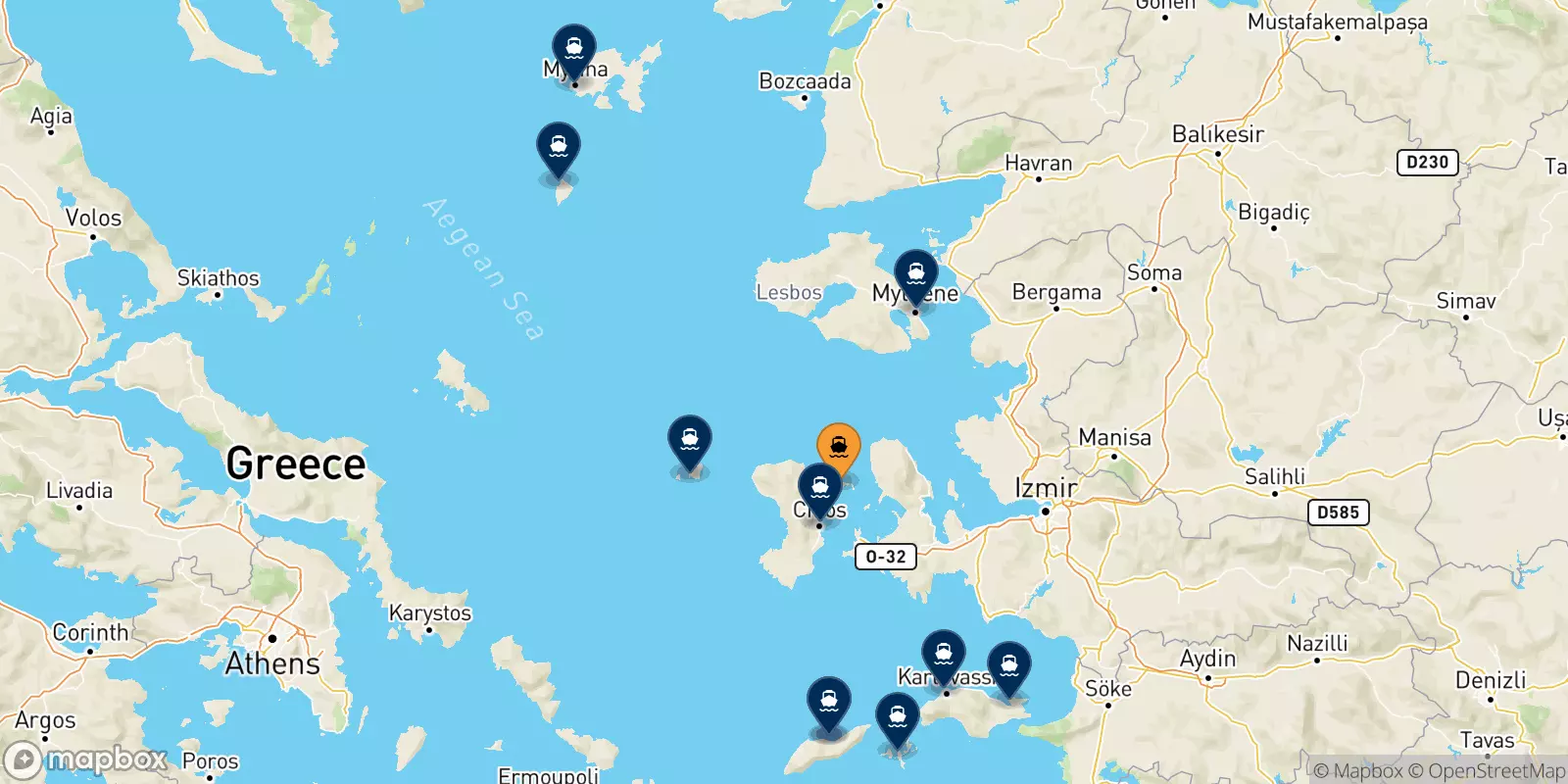 Ferries from Inousses to the Aegean Islands