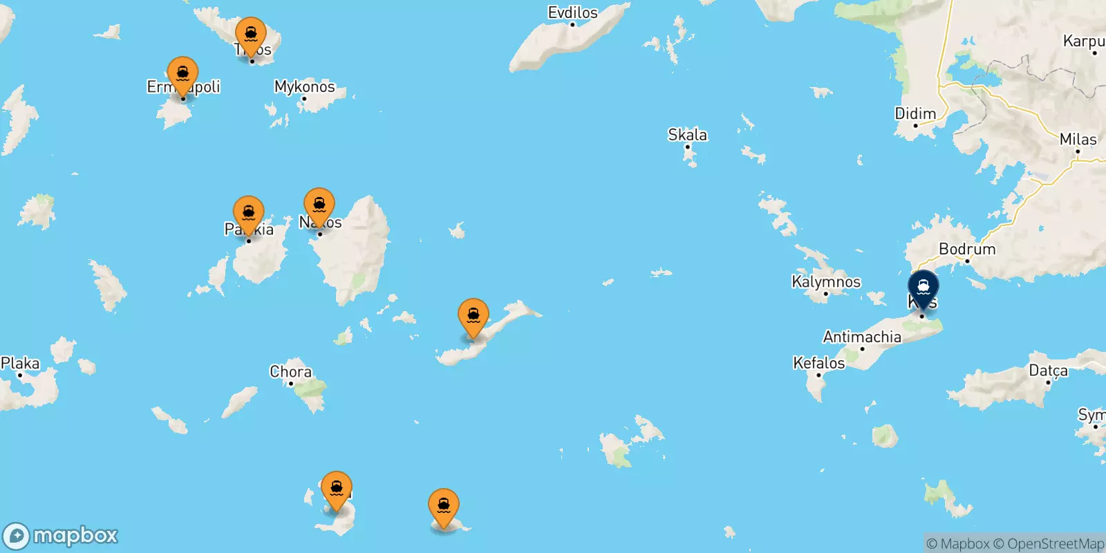 Ferries from the Cyclades Islands to Kos