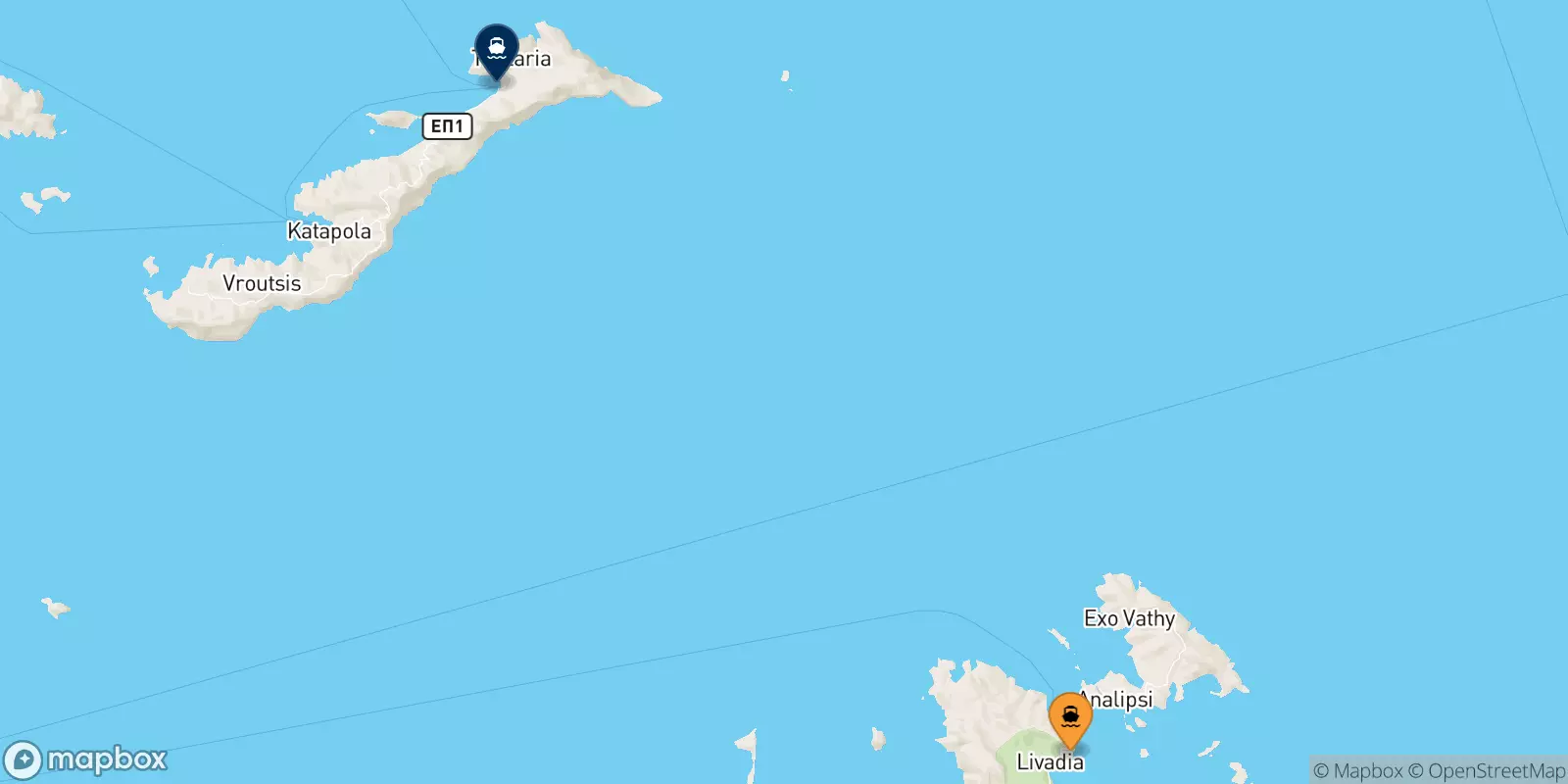 Ferries from the Dodecanese Islands to Aegiali (Amorgos)