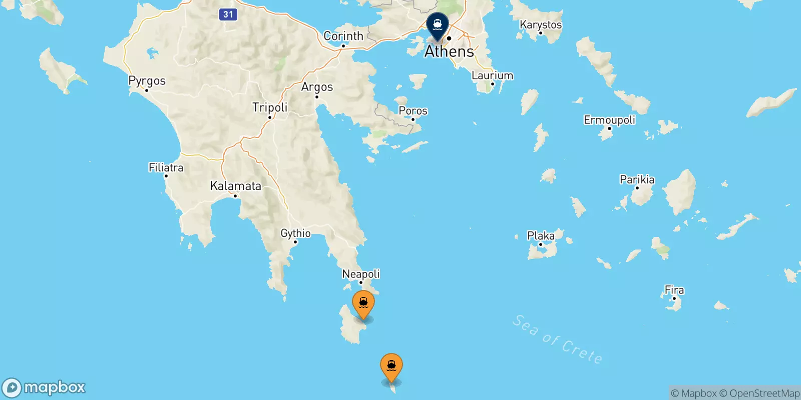 Ferries from the Ionian Islands to Piraeus