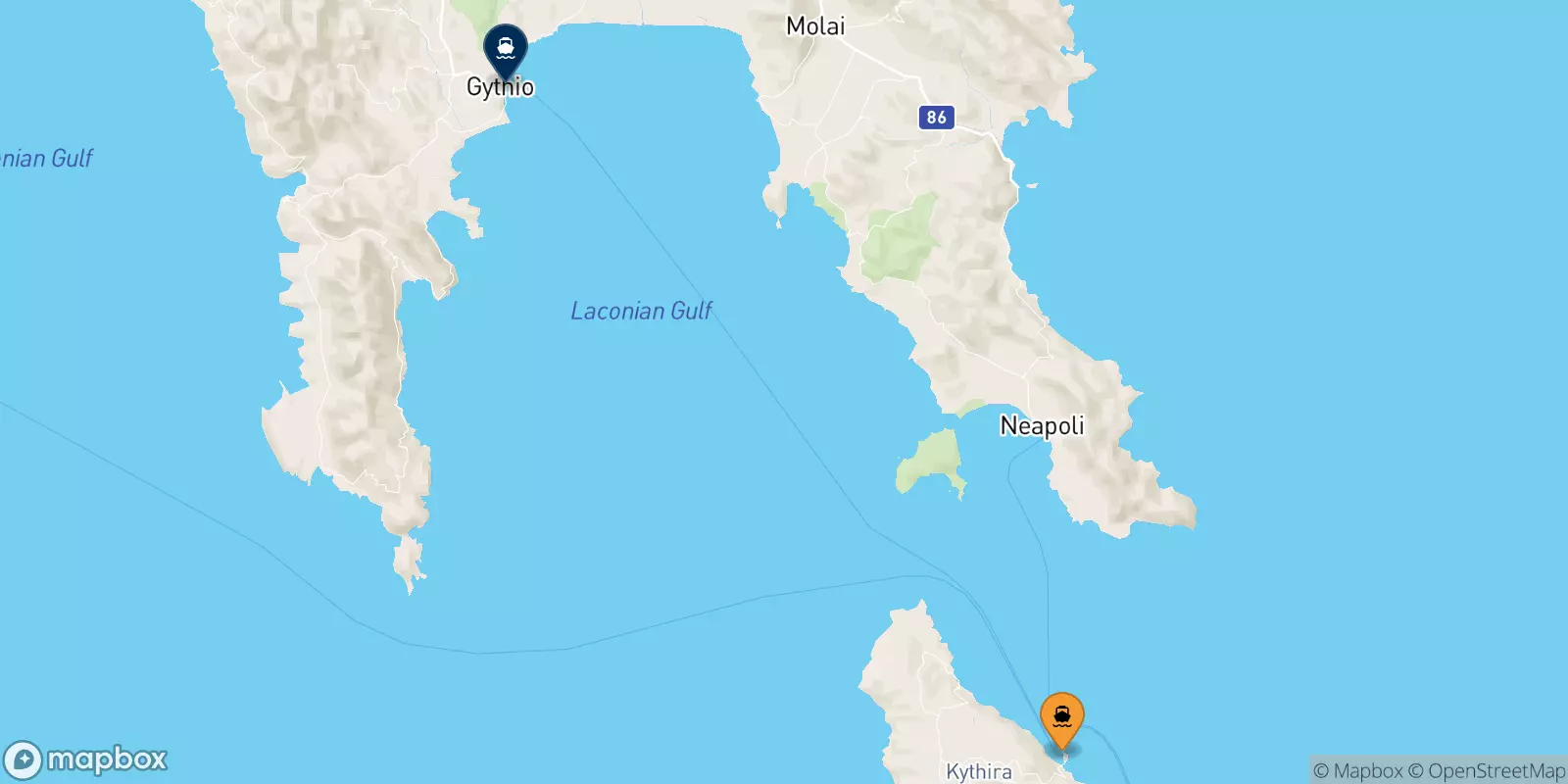 Ferries from Kythira to Gythio