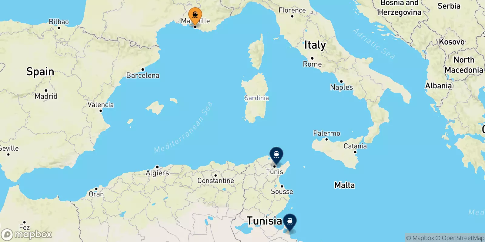 Ferries from Marseille to Tunisia