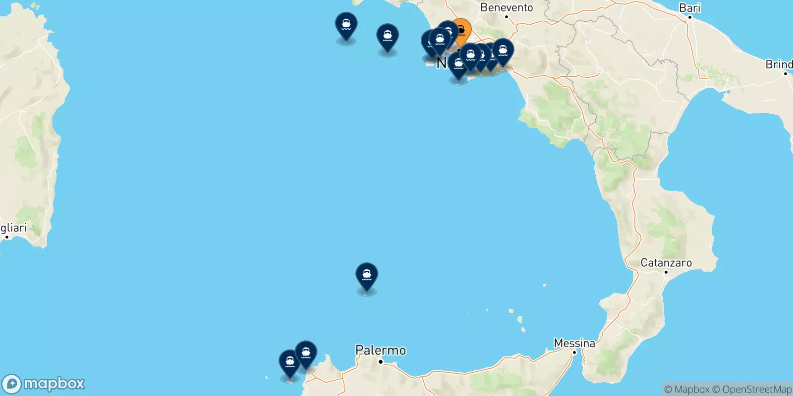 Ferries from Naples Beverello to Italy