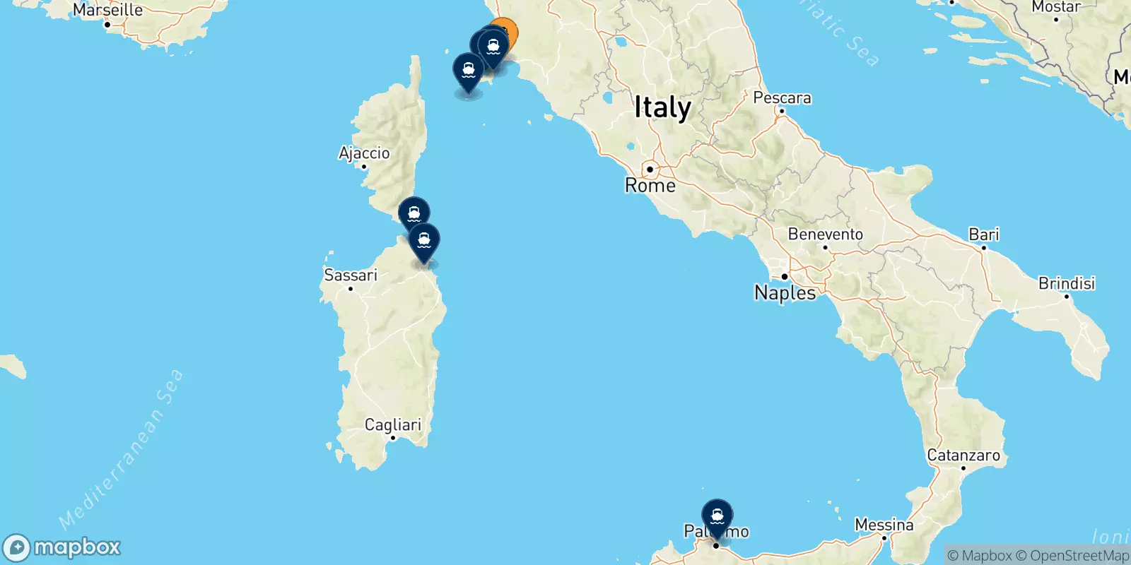 Ferries from Piombino to Italy