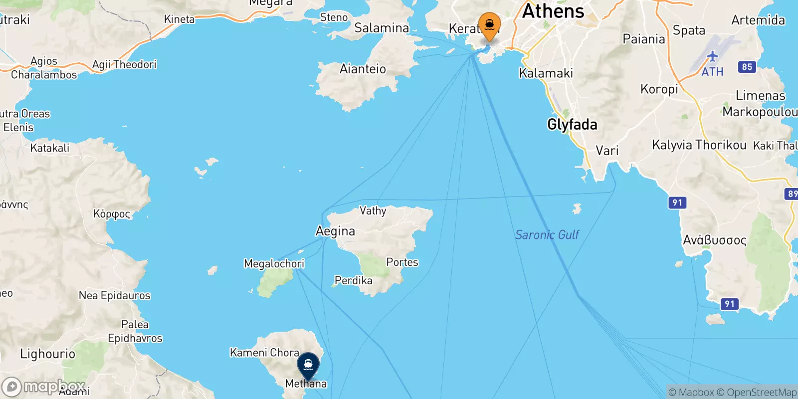 Ferries from Piraeus to Methana