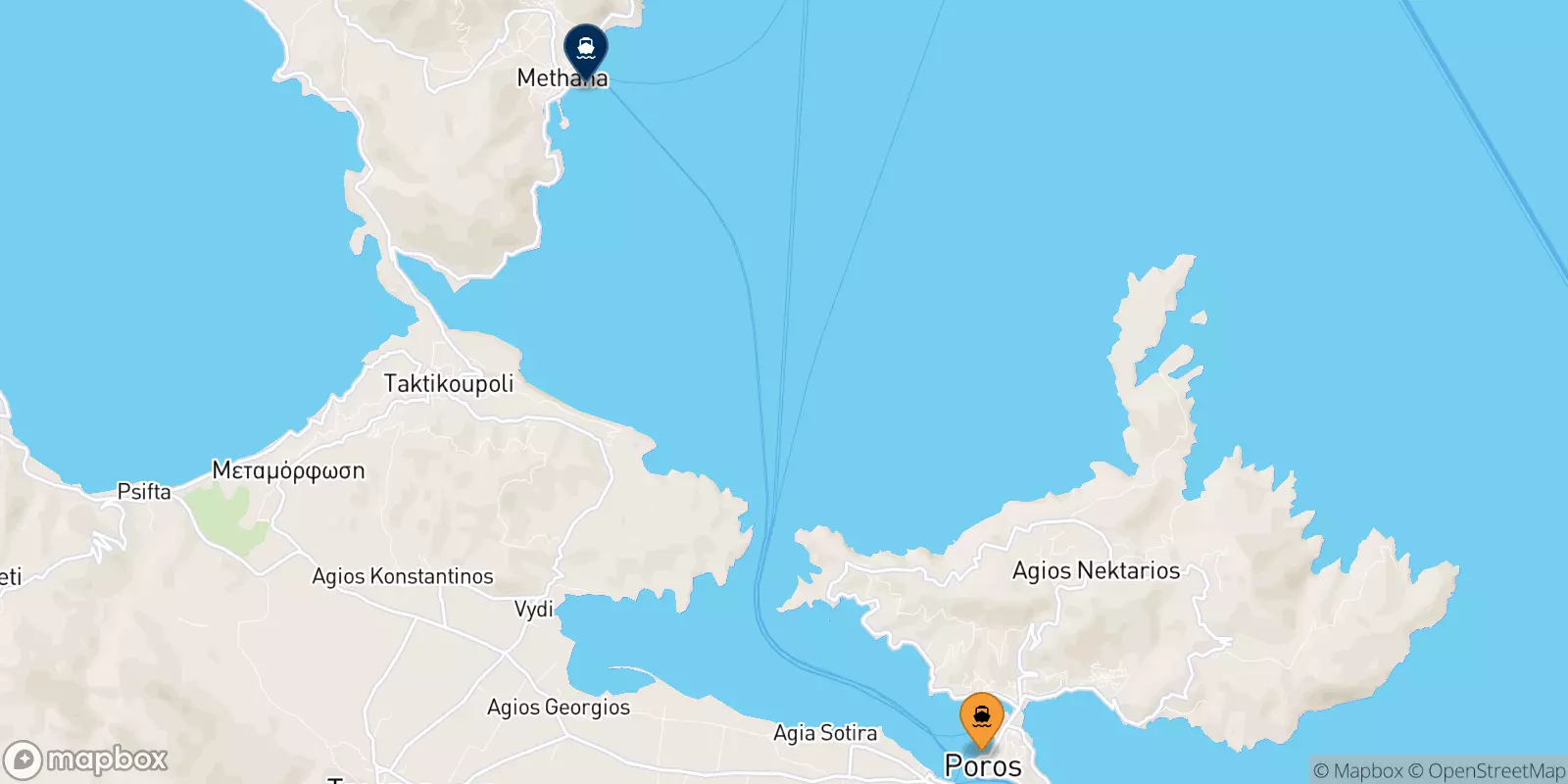 Ferries from Poros to Methana