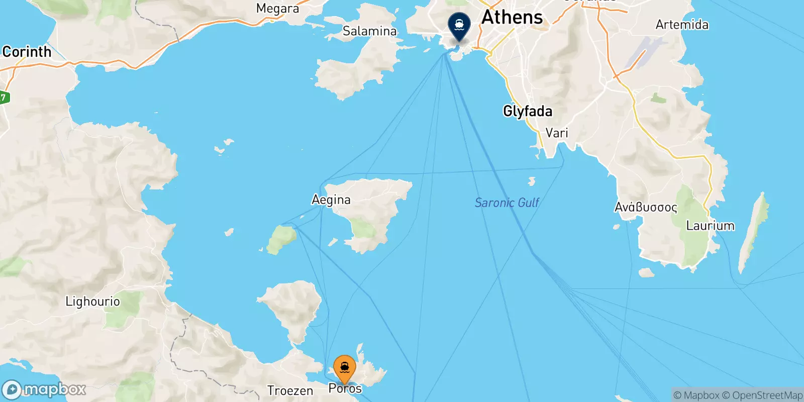 Ferries from Poros to Piraeus