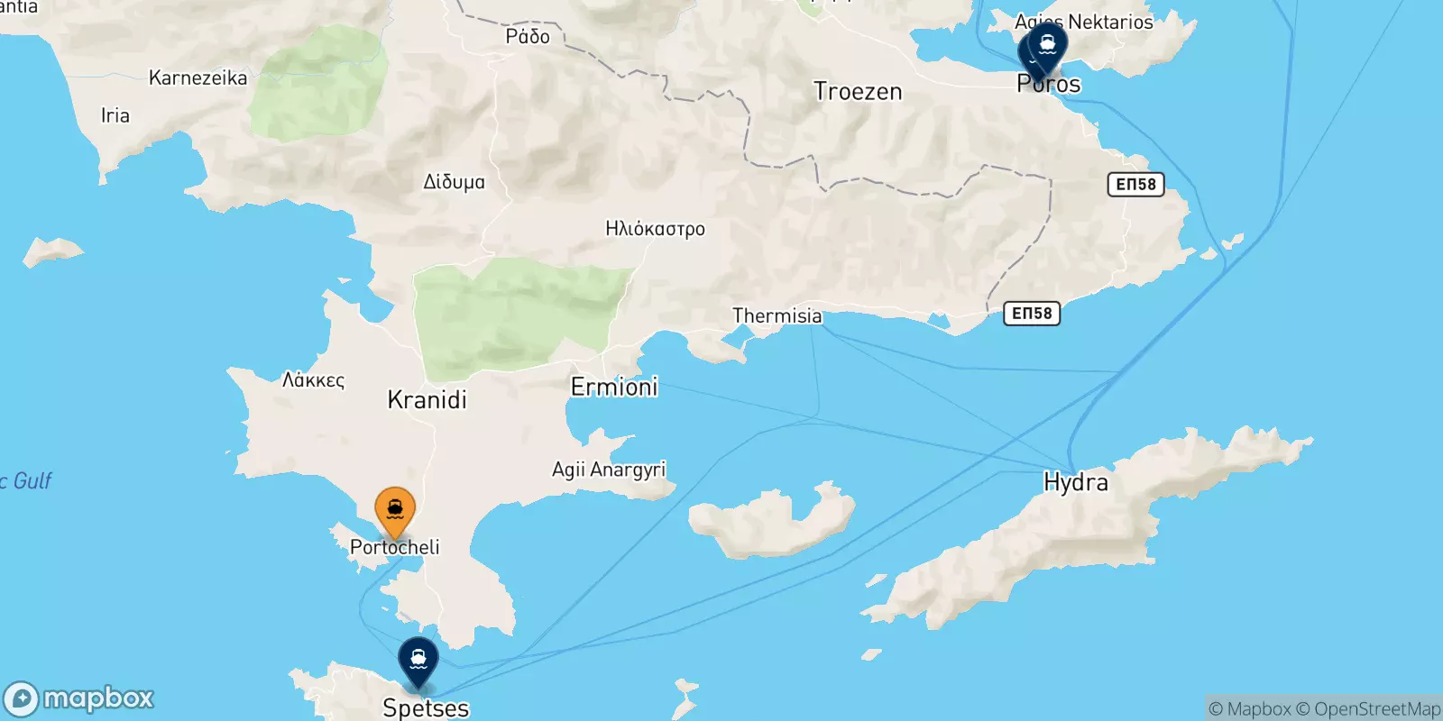 Ferries from Porto Heli to the Saronic Islands