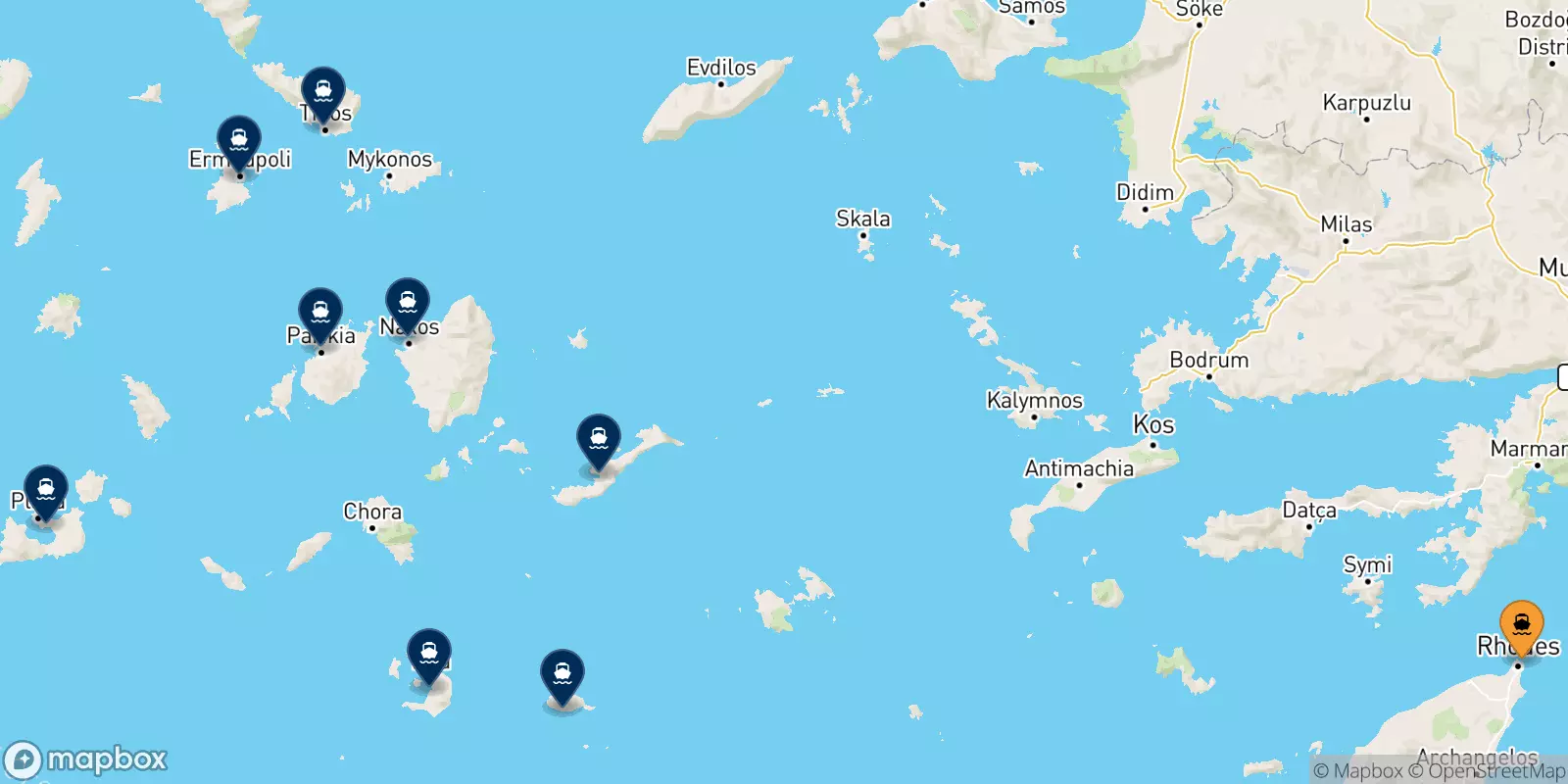 Ferries from Rhodes to the Cyclades Islands