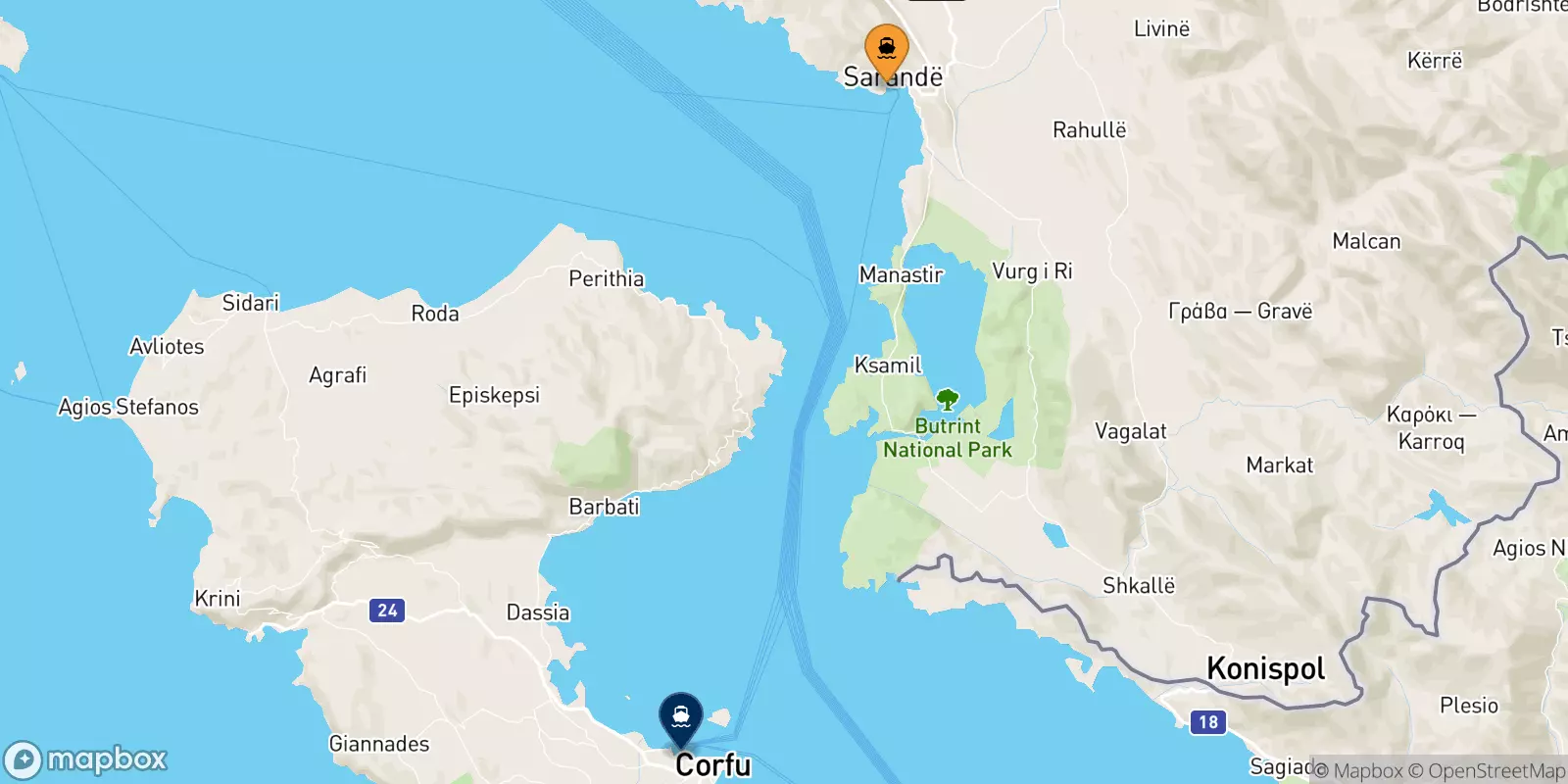 Ferries from Saranda to Corfu