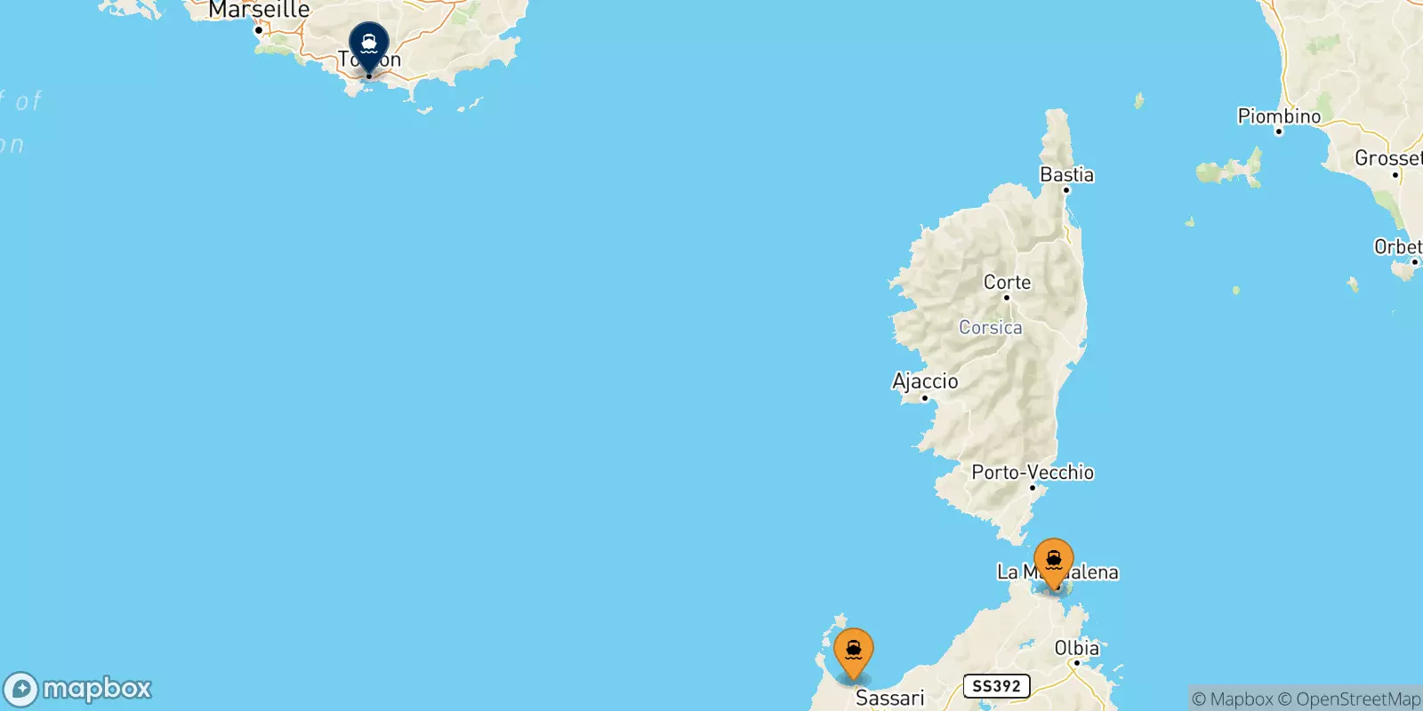 Ferries from Sardinia to Toulon