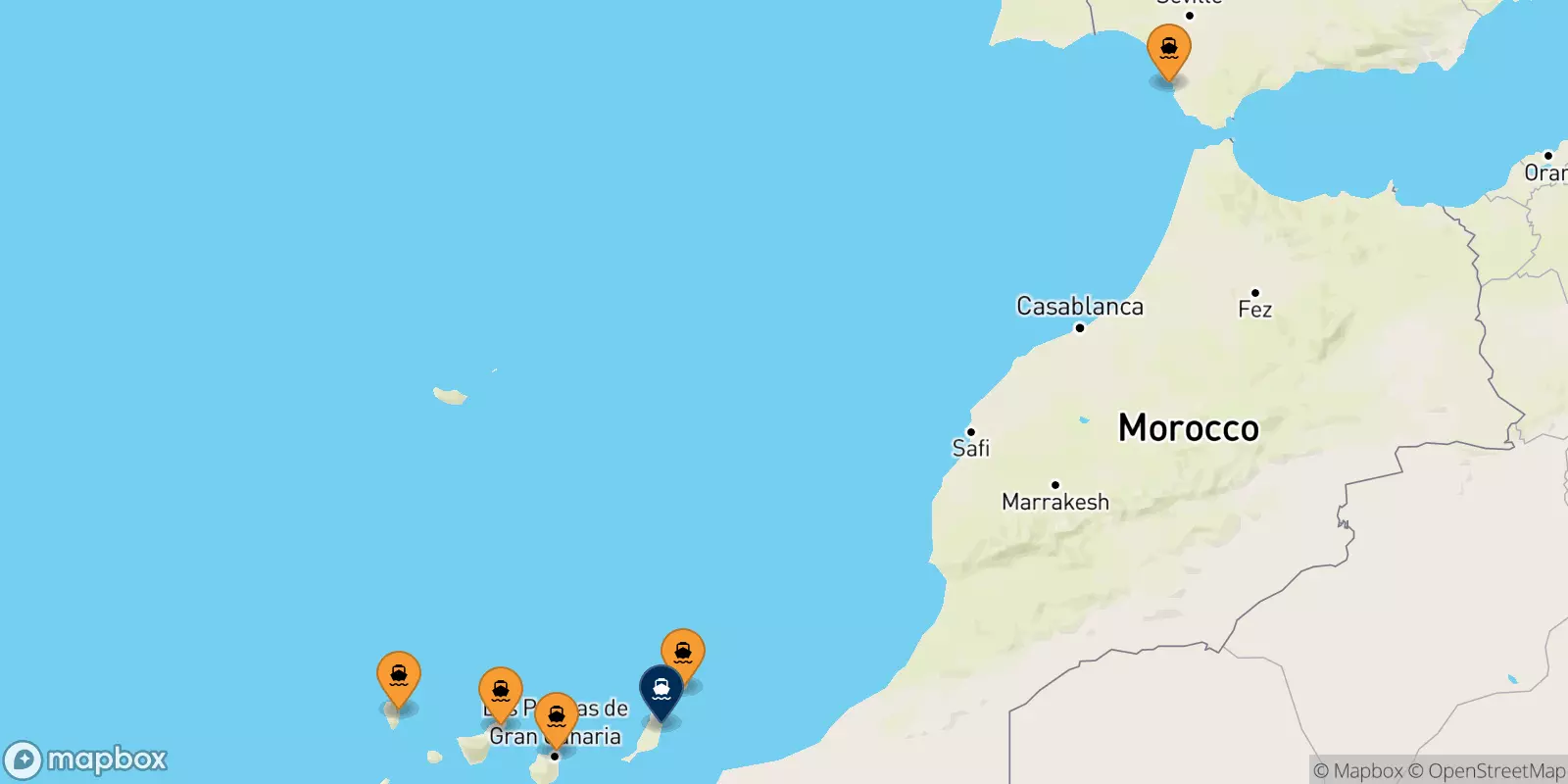 Ferries from Spain to Puerto Del Rosario (Fuerteventura)