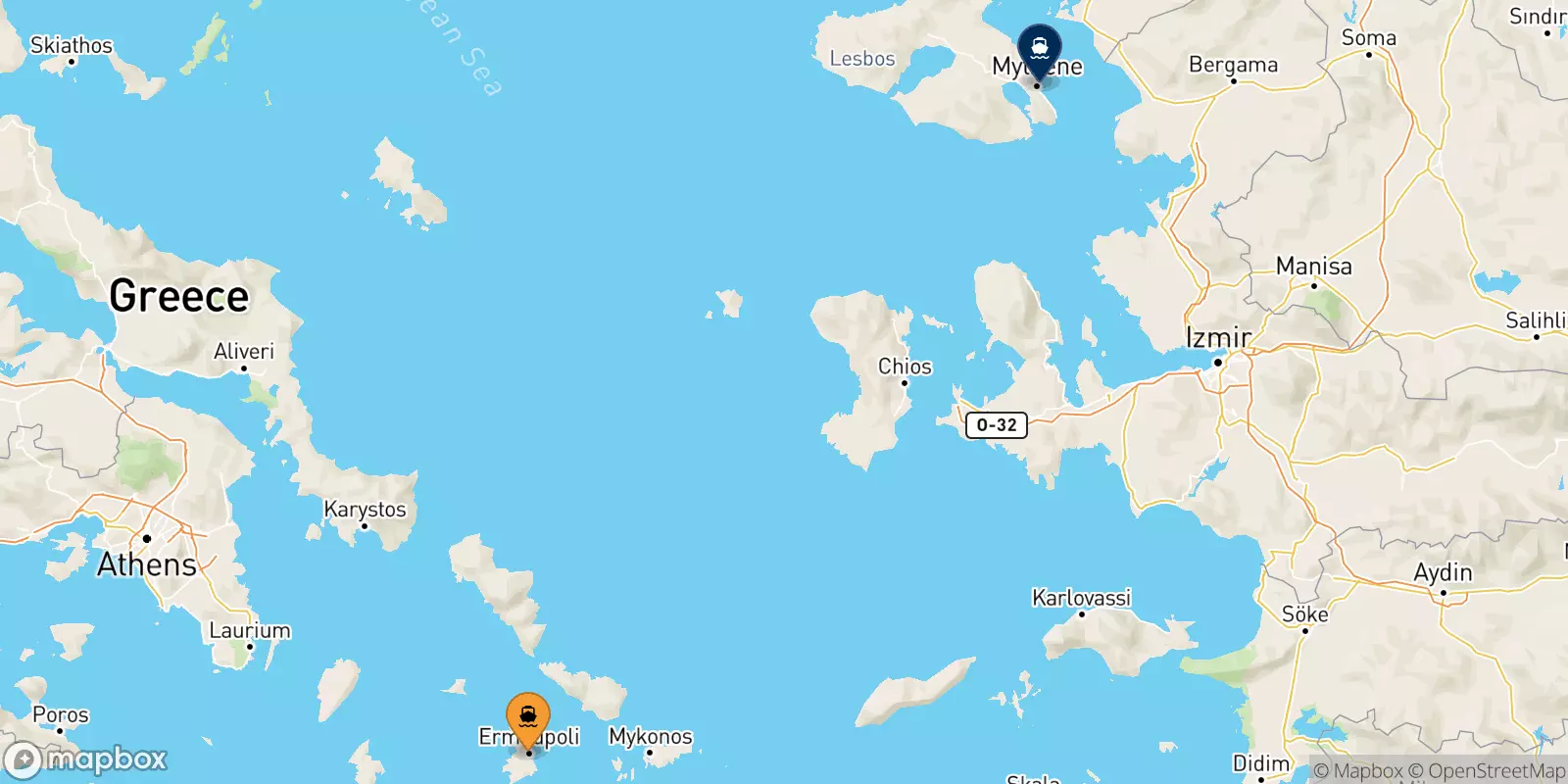 Ferries from Syros to Mytilene (Lesvos)