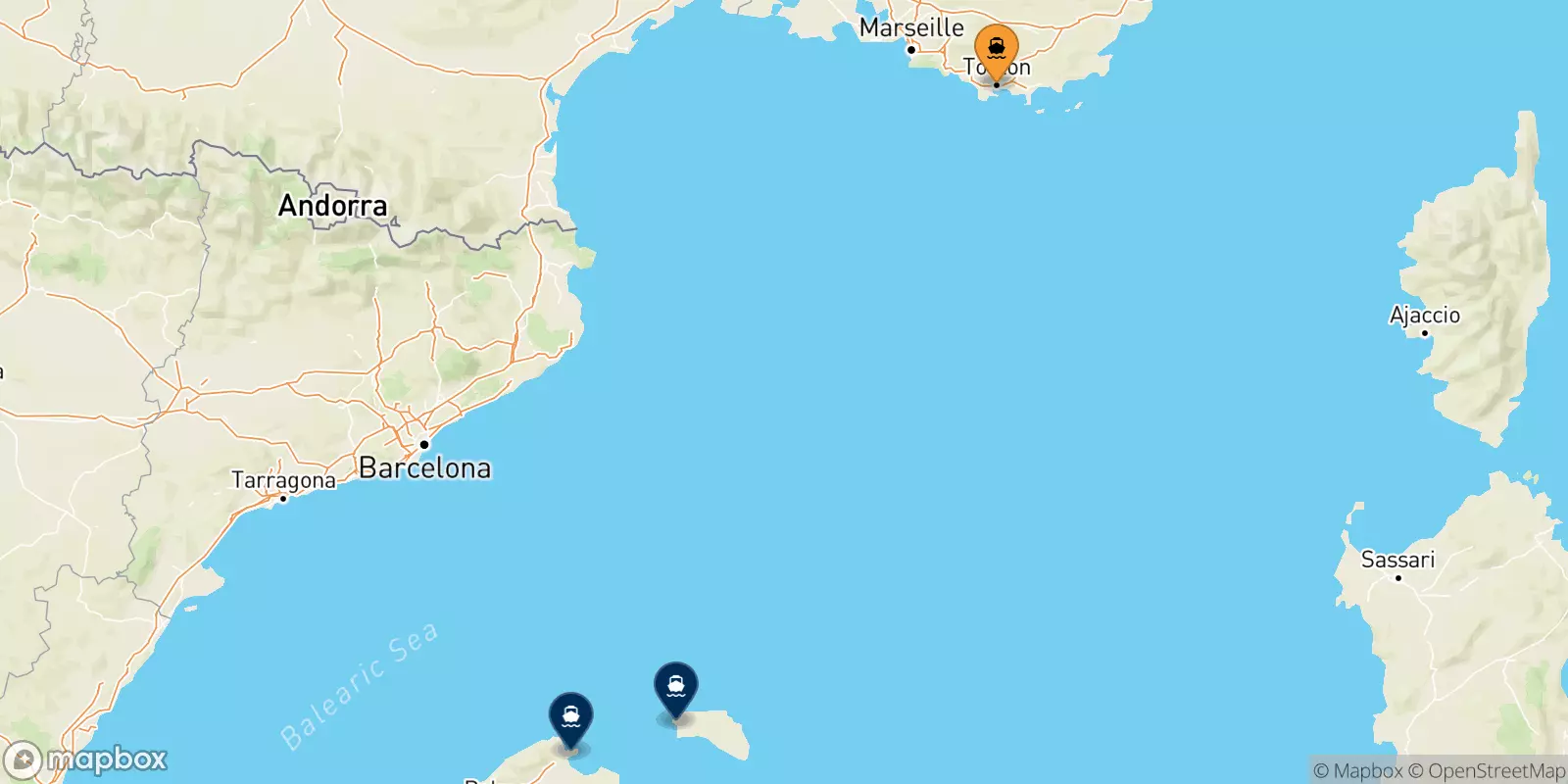 Ferries from Toulon to the Balearic Islands