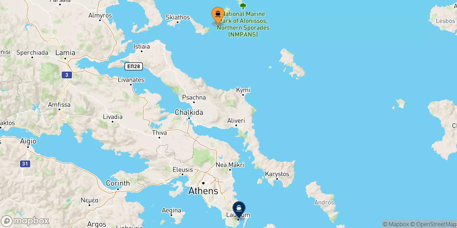 Ferries from Alonissos to Lavrio