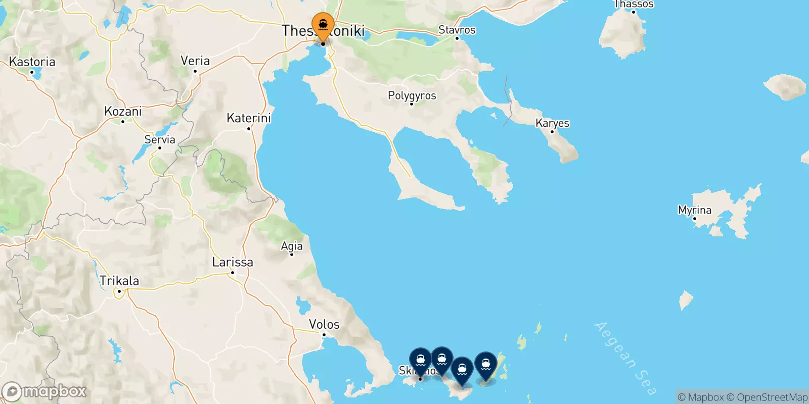 Ferries from Thessaloniki to the Sporades Islands