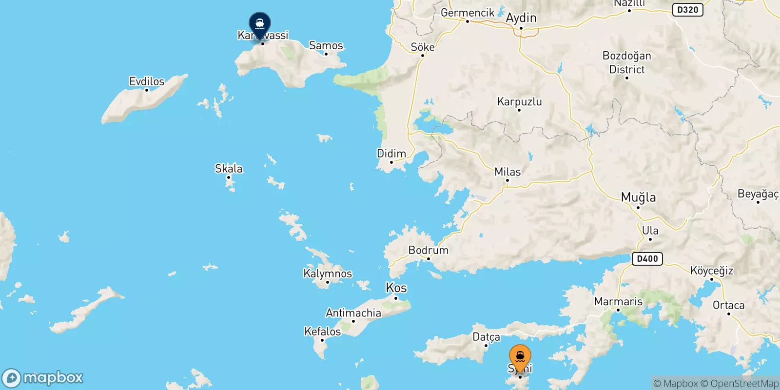 Ferries from Symi to Pythagorio (Samos)