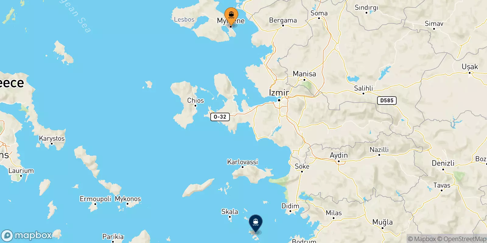 Ferries from Mytilene (Lesvos) to Leros