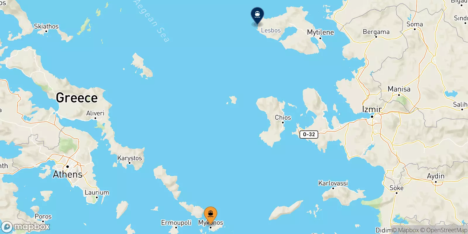 Ferries from Mykonos to Sigri (Lesvos)