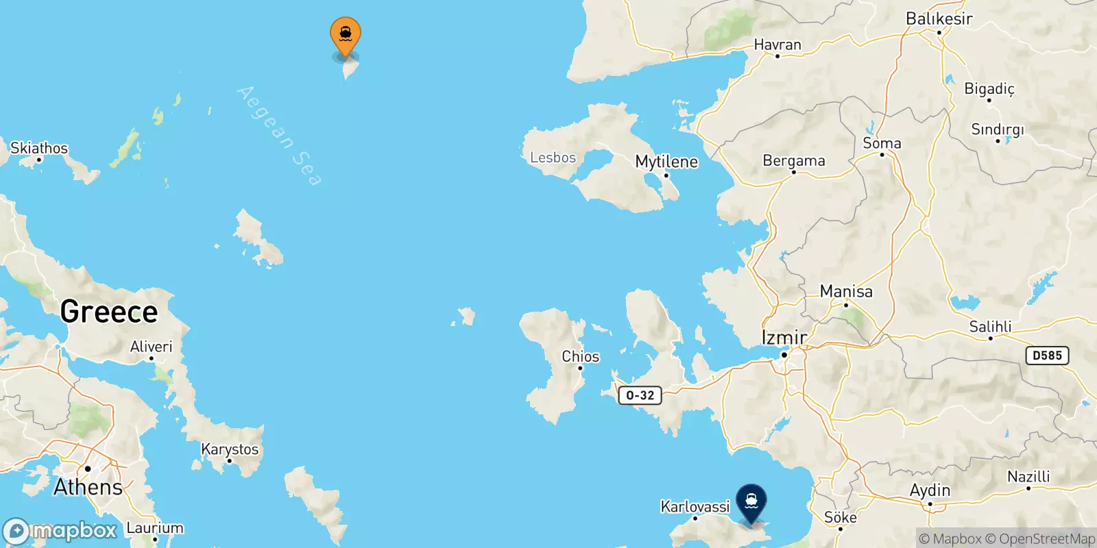 Ferries from Agios Efstratios to Vathi (Samos)