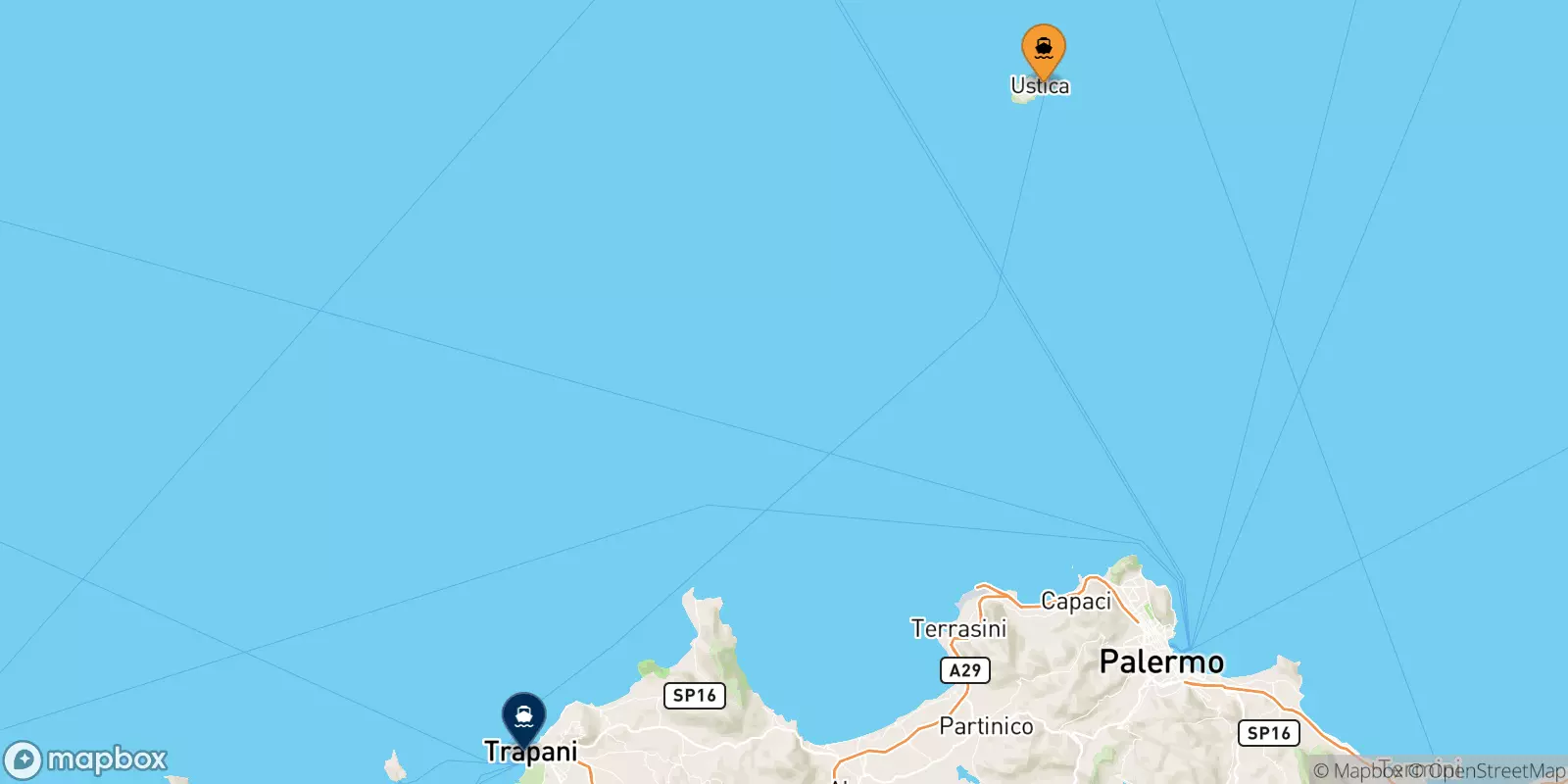 Ferries from Ustica Island to Trapani